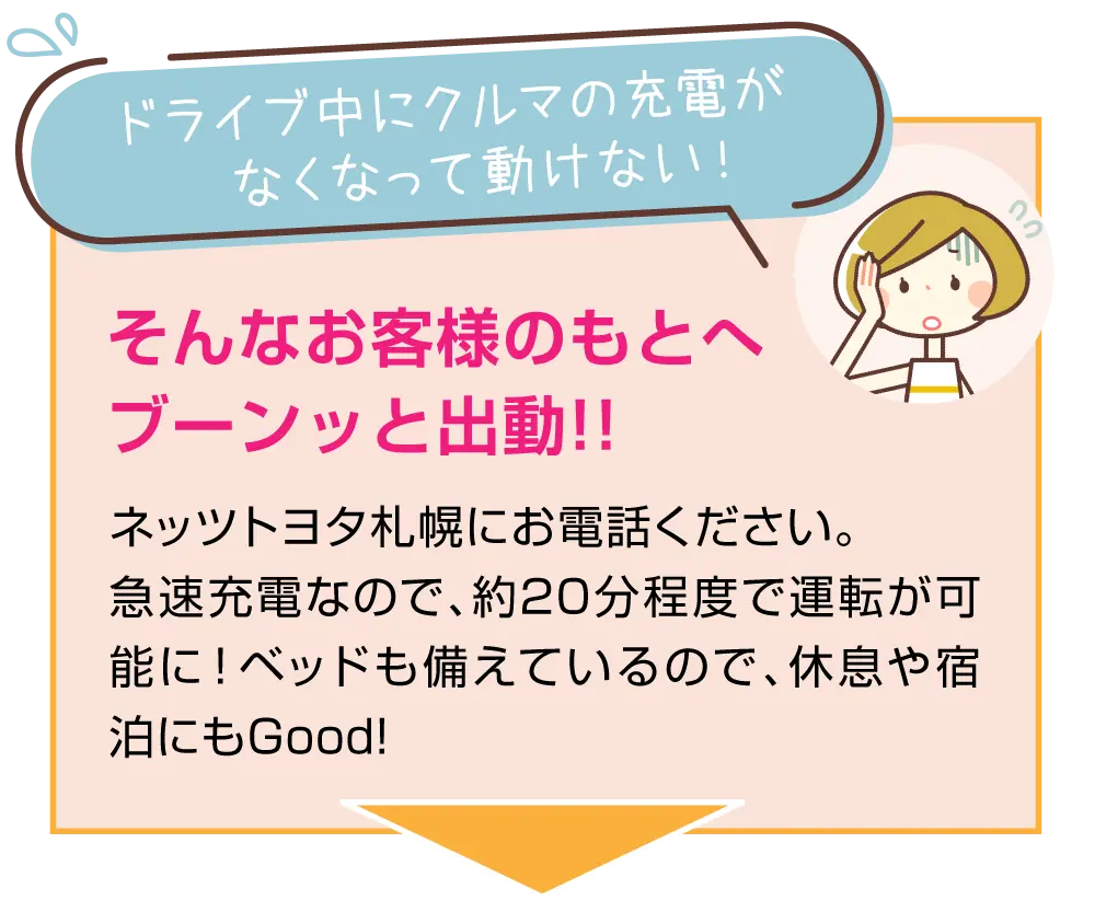 ドライブ中にクルマの充電がなくなって動けない！