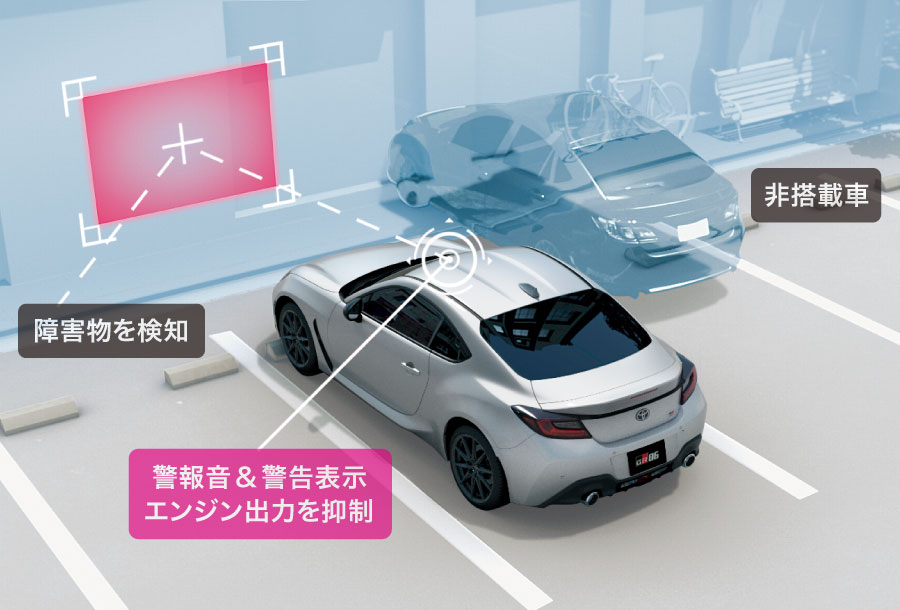 障害物を検知。警報音＆警告表示、エンジン出力を抑制