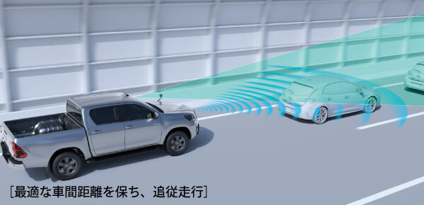 最適な車間距離を保ち、追従走行