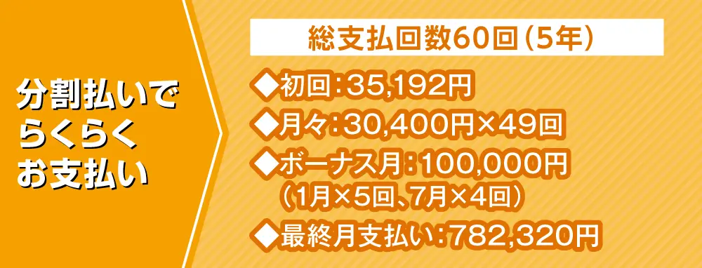 分割払いでらくらくお支払い！