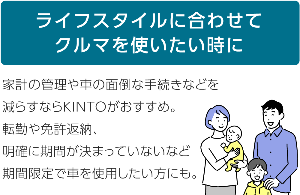 ライフスタイルに合わせてクルマを使いたい時に